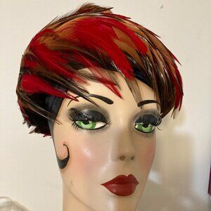 Vintage New Mitzie Brand, Feathered Cone Shape Hat